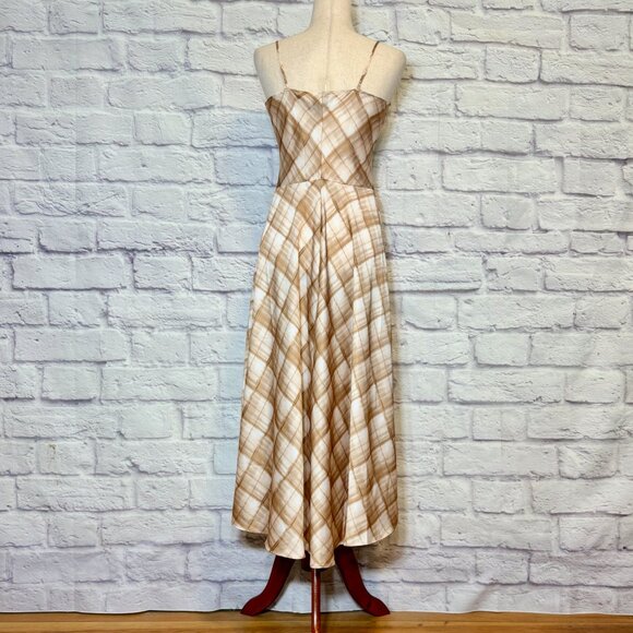 Elie by Elie Tahari Tan Argyle Brushstroke Maxi Dress - Picture 2 of 6